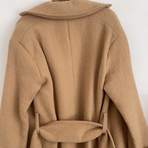 King & Tuckfield Oversized Belted Wood Blend Coat Camel Maxi - Picture 8 of 11